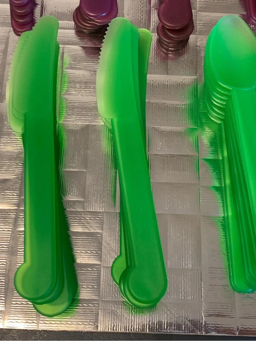 Vintage Tupperware Reusable Plastic Flatware Set Blue Green Purple Orange 100pc